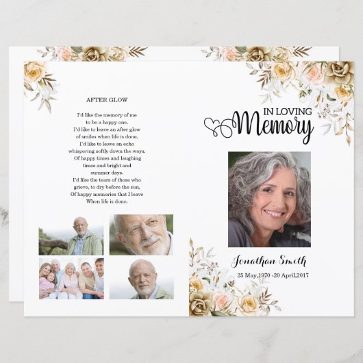 Modèle du programme funéraire fleuri d'or (Devant / Derrière)