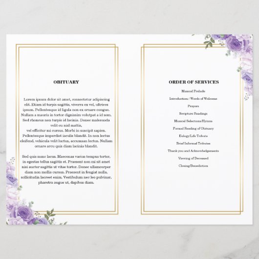 Modèle du programme funéraire fleuri violet (Dos)