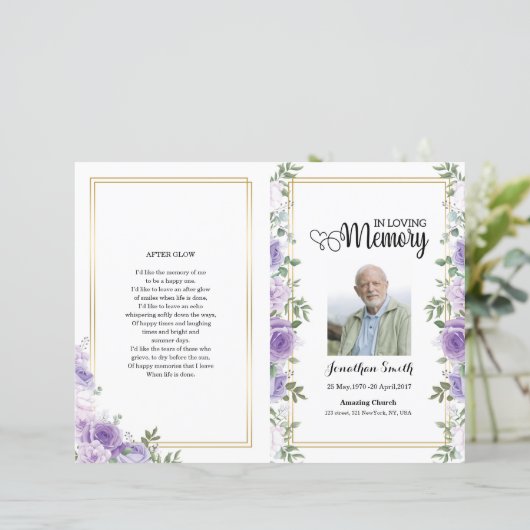 Modèle du programme funéraire fleuri violet (Debout devant)