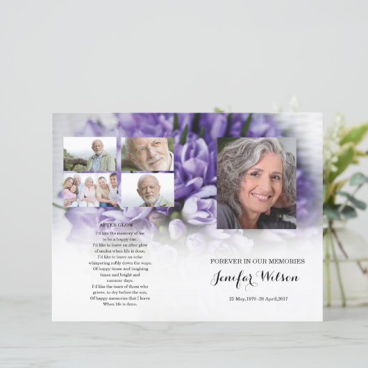 Modèle du programme funéraire fleuri violet (Debout devant)