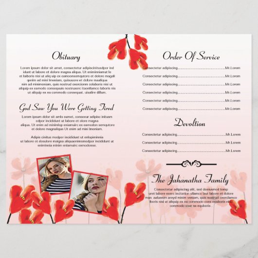 Modèle du programme funéraire floral (Dos)