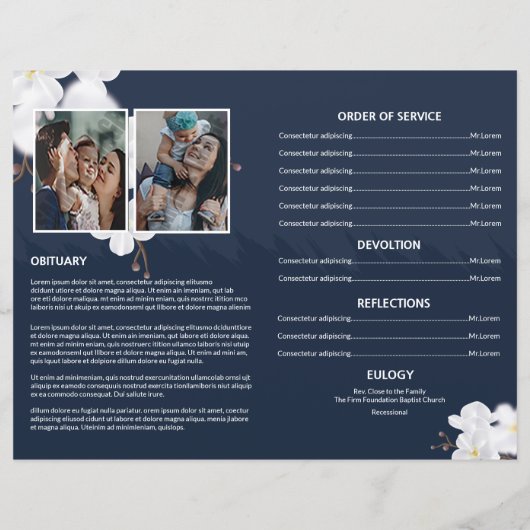 Modèle du programme funéraire floral (Dos)