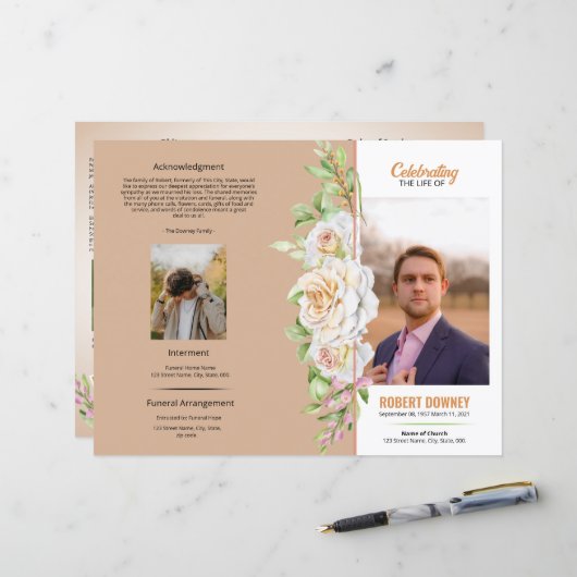 Modèle du programme funéraire floral (Devant/Arrière en situation)