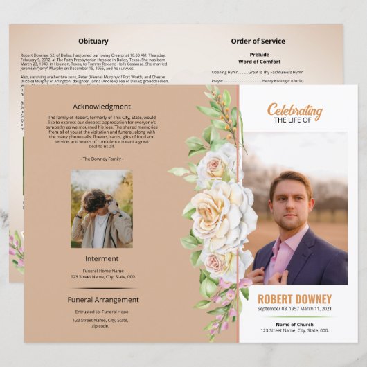 Modèle du programme funéraire floral (Devant / Derrière)