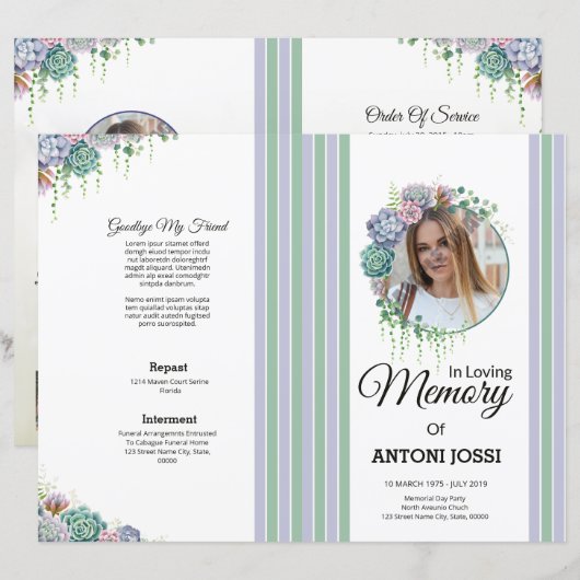 Modèle du programme funéraire floral (Devant / Derrière)