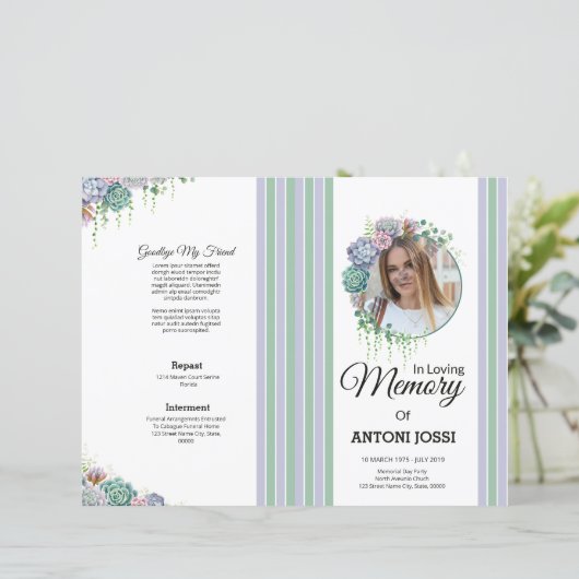 Modèle du programme funéraire floral (Debout devant)