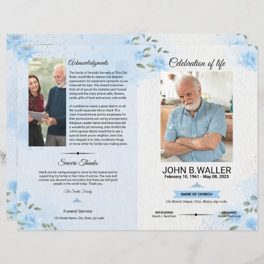 Modèle du programme funéraire floral (Devant / Derrière)