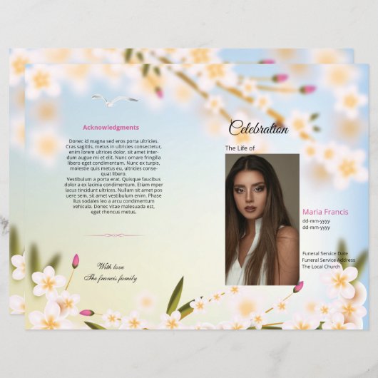 Modèle du programme funéraire floral (Devant / Derrière)