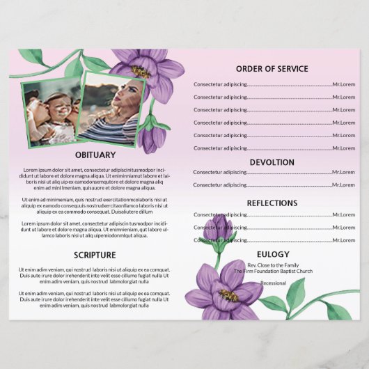 Modèle du programme funéraire floral (Dos)