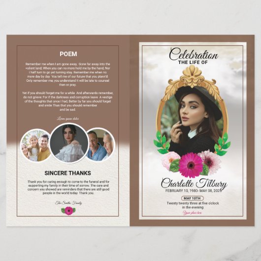 Modèle du programme funéraire floral (Devant)