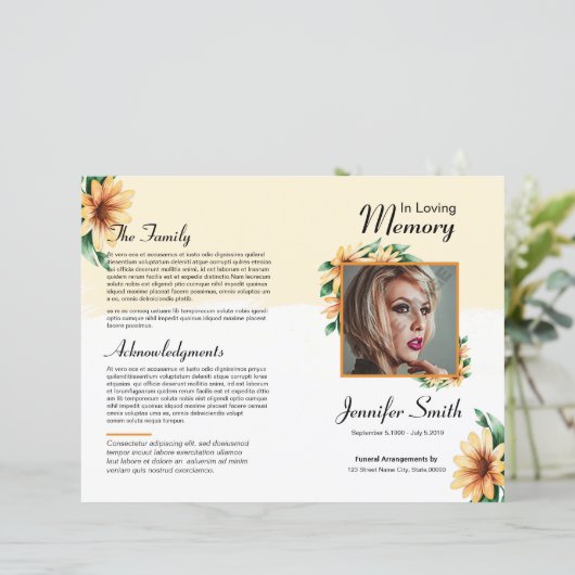 Modèle du programme funéraire floral (Debout devant)