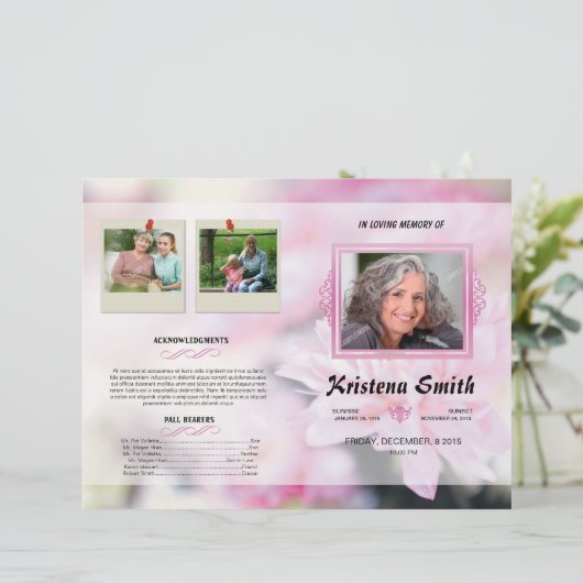 Modèle du programme funéraire floral (Debout devant)