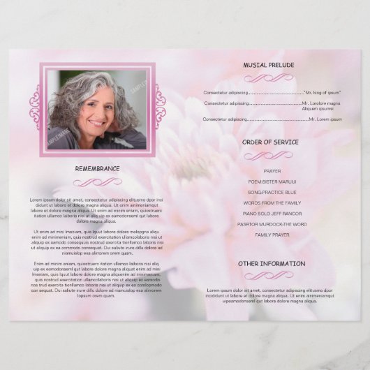 Modèle du programme funéraire floral (Dos)