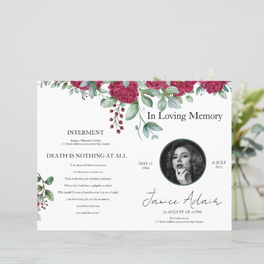 Modèle du programme funéraire floral (Debout devant)