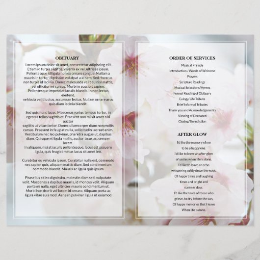 Modèle du programme funéraire floral blanc (Dos)