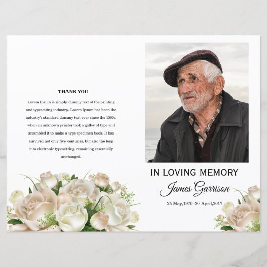 Modèle du programme funéraire floral blanc (Devant)