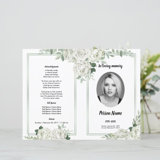 Modèle du programme funéraire floral blanc (Debout devant)