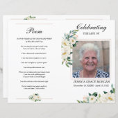 Modèle du programme funéraire floral blanc (Devant / Derrière)