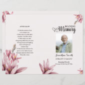 Modèle du programme funéraire floral d'aquarelle (Devant / Derrière)