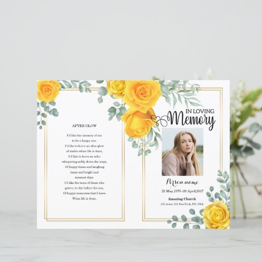 Modèle du programme funéraire floral jaune (Debout devant)