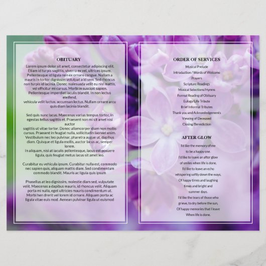 Modèle du programme funéraire floral pourpre (Dos)