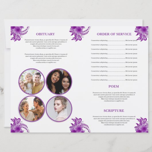 Modèle du programme funéraire floral pourpre (Dos)