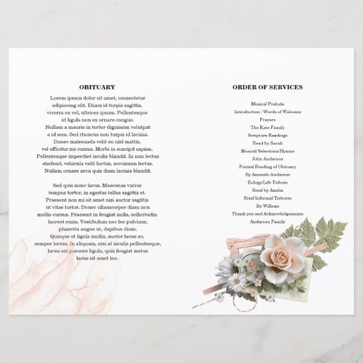 modèle du programme funéraire floral rose (Dos)