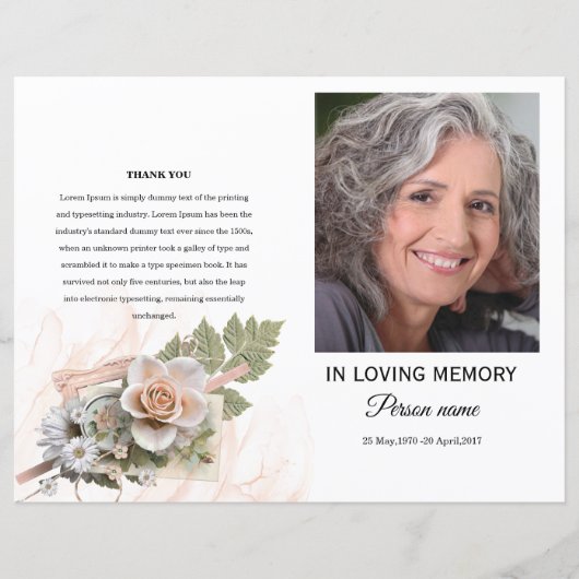 modèle du programme funéraire floral rose (Devant)