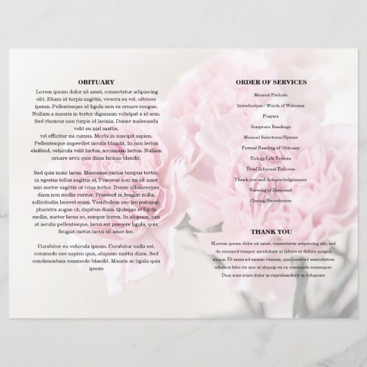 modèle du programme funéraire floral rose (Dos)