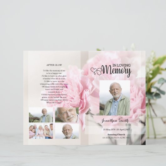 modèle du programme funéraire floral rose (Debout devant)