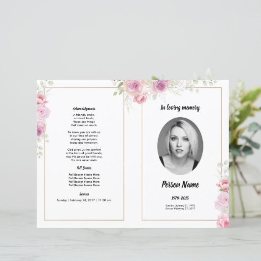 modèle du programme funéraire floral rose (Debout devant)