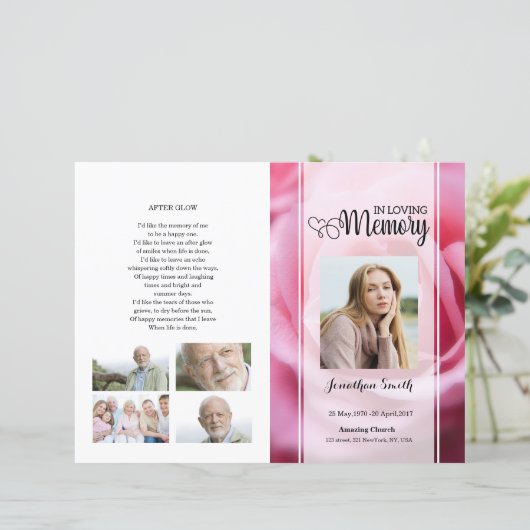 modèle du programme funéraire floral rose (Debout devant)