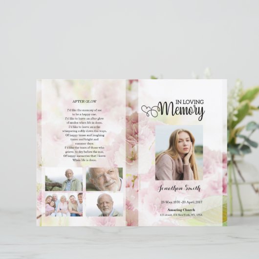 Modèle du programme funéraire floral rose (Debout devant)