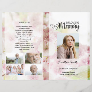 Modèle du programme funéraire floral rose