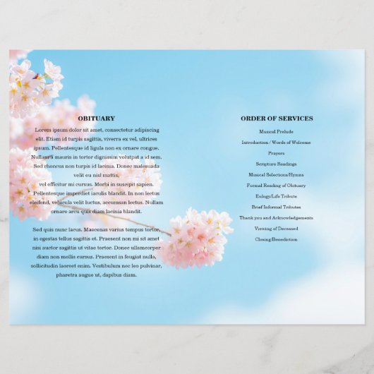 Modèle du programme funéraire floral rose (Dos)