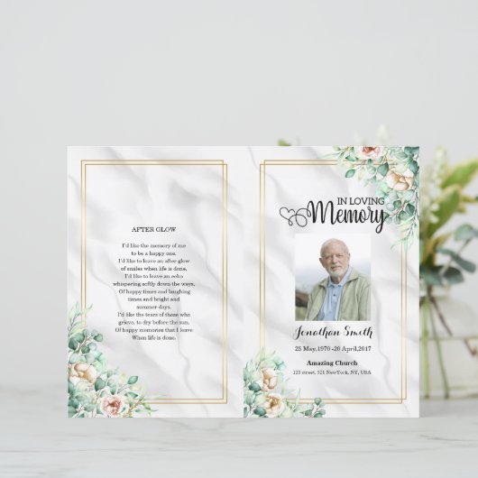 Modèle du Programme funéraire floral vert (Debout devant)