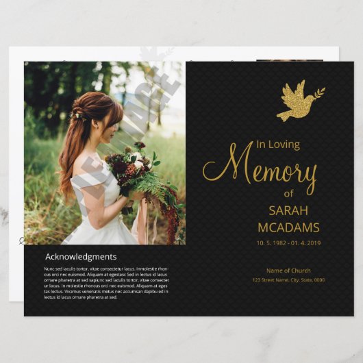 Modèle du programme funéraire imprimable (Devant / Derrière)