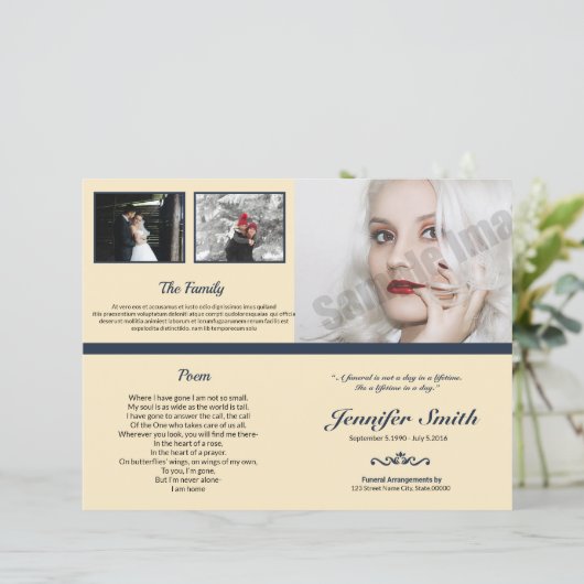 Modèle du programme funéraire imprimable (Debout devant)