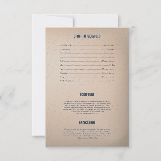 Modèle du programme funéraire imprimable (Dos)