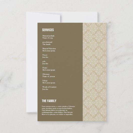 Modèle du programme funéraire Memorial (Dos)