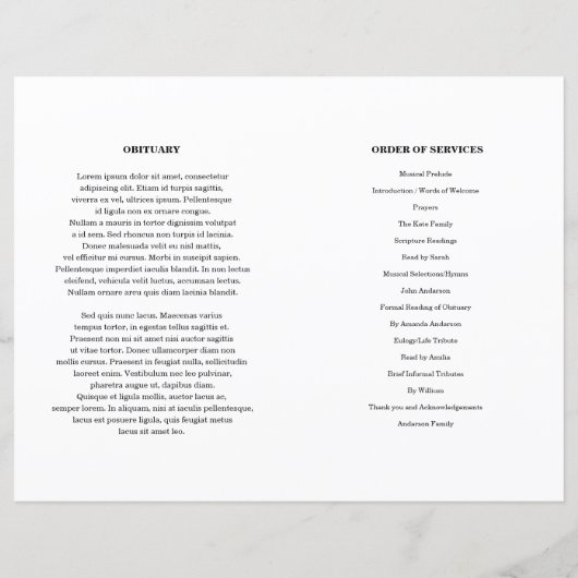 Modèle du programme funéraire minimal (Dos)