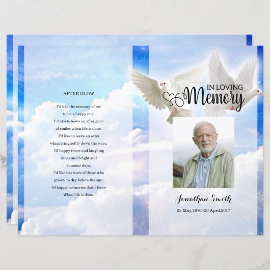 Modèle du programme funéraire Sky and Dove (Devant / Derrière)