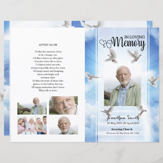 modèle du programme funéraire sky & dove (Devant / Derrière)