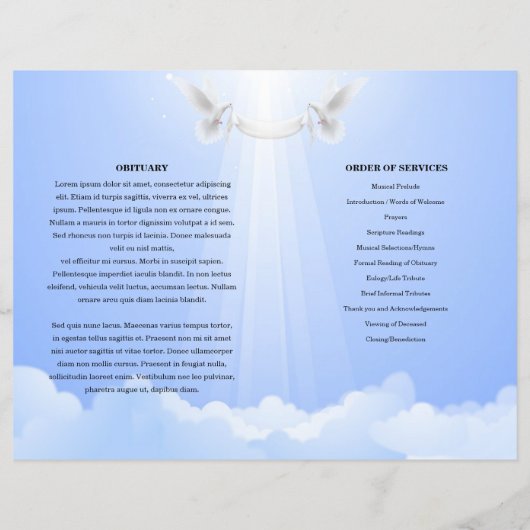 modèle du programme funéraire sky & dove (Dos)