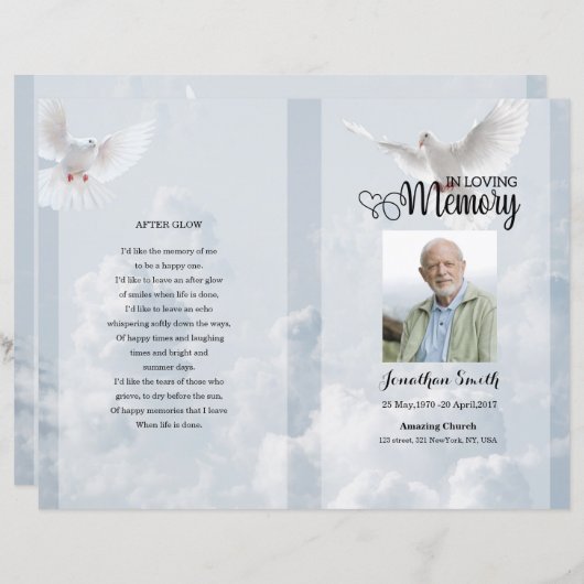 modèle du programme funéraire sky & dove (Devant / Derrière)