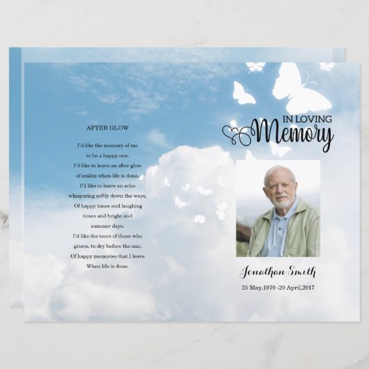 Modèle du programme funéraire Sky et Butterfly (Devant / Derrière)