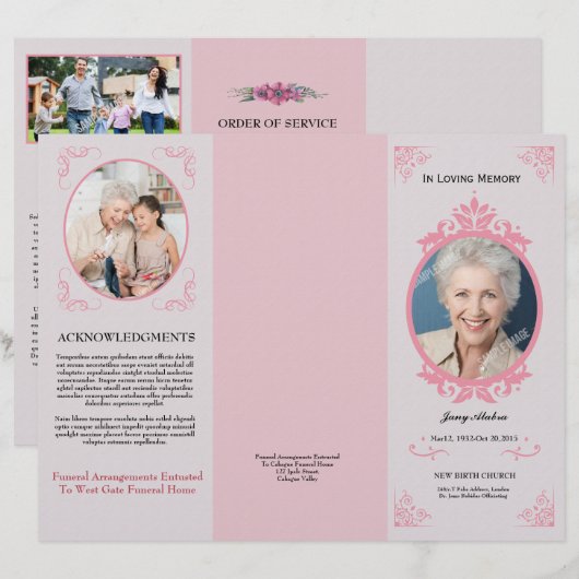 Modèle du programme funéraire triplé (Devant / Derrière)