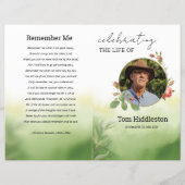 Modèle du programme funéraire vert aquarelle (Devant)