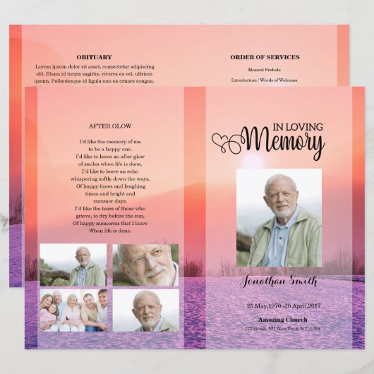 Modèle du programme funéraire violet (Devant / Derrière)