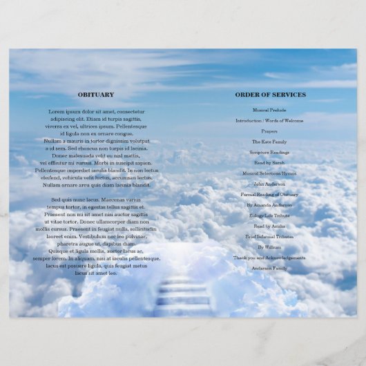 Modèle du programme funéraire White Dove & Sky (Dos)